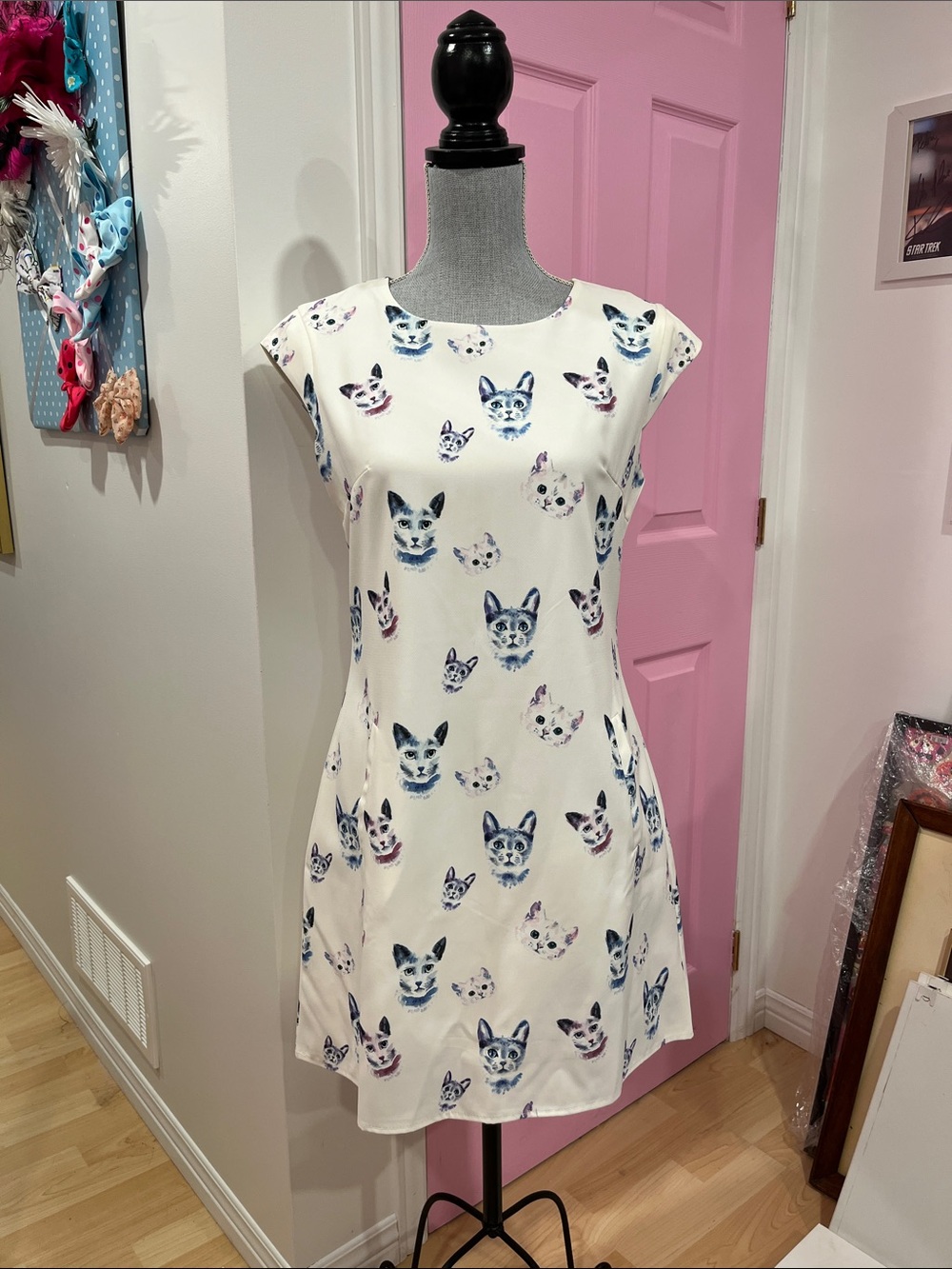 🐱 Cat-Print Cap-Sleeve Dress 🐱